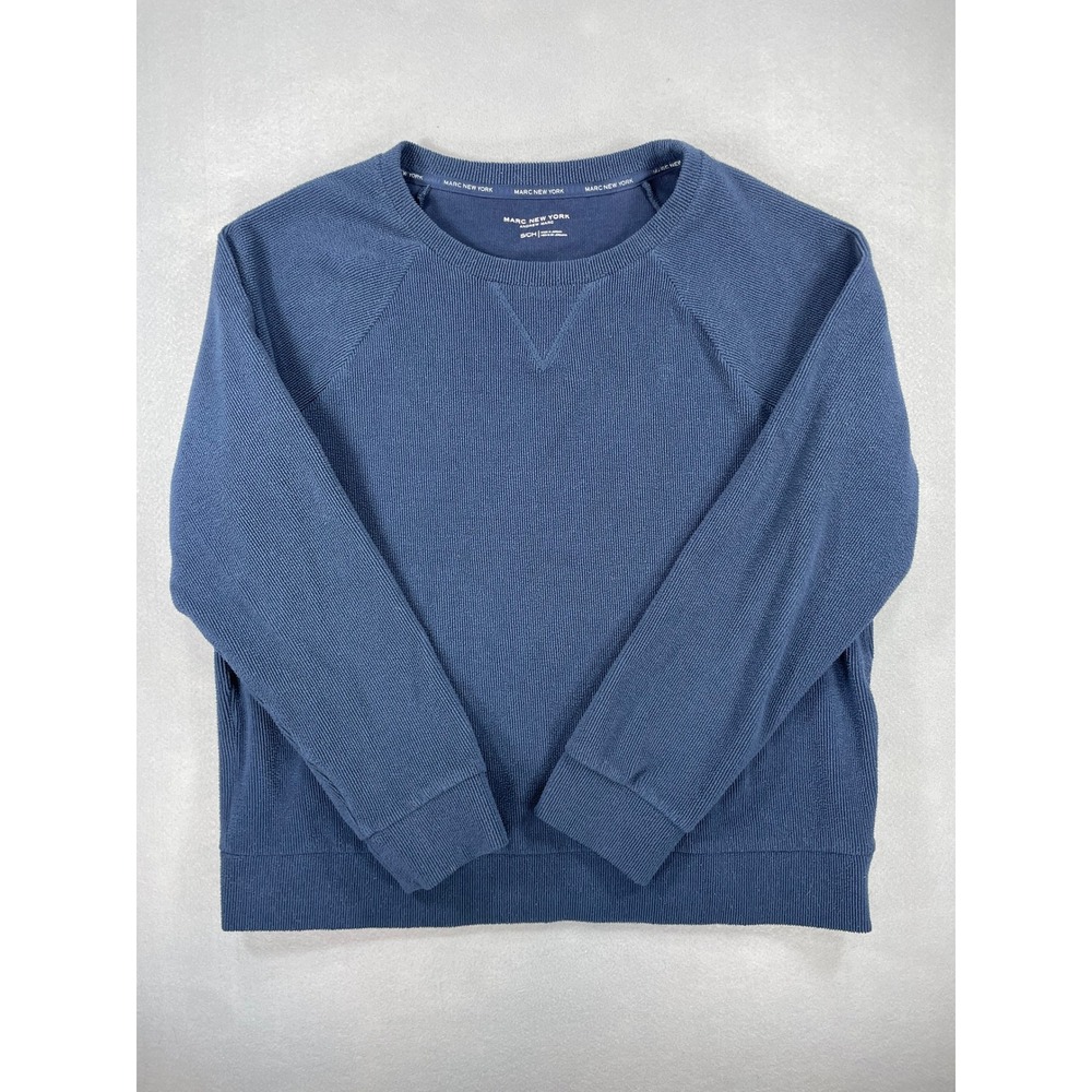 Marc New York Andrew Marc Womens Blue‎ Ribbed Raglan Sweatshirt MNCT5682 Small
